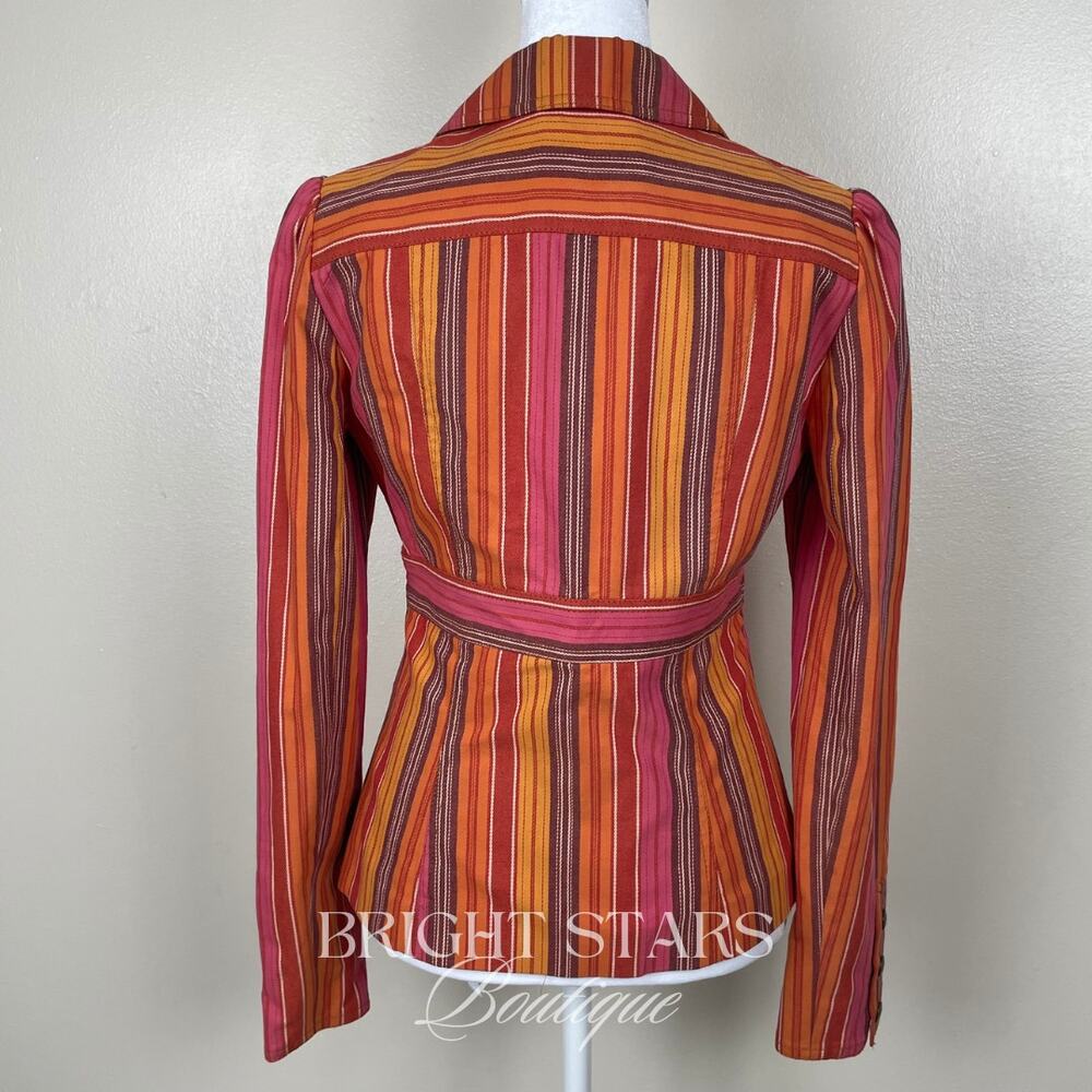 Rare Stripe Blazer Jacket ASO Paige Matthews Charmed Tie Front Vintage Y2K - Picture 7 of 13